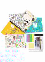 مجموعة أدوات مدرسية وخمسة دفاتر سلك ٦٠ ورقة بغلاف...