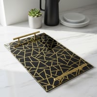 صينية تقديم من الأكريليك بتصميم مزخرف ومقابض معدني...