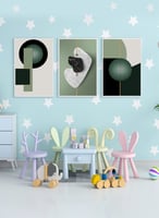 طقم من ٣ لوحات كانفاس على إطار خشبي، تصميم أشكال م...