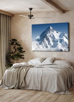 لوحة كانفاس على إطار خشبي لثاني أعلى جبال العالم ج...