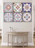 طقم من ٦ لوحات كانفاس مربع على إطار خشبي، تصميم اش...