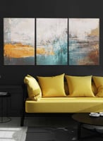 طقم من 3 لوحات كانفاس على إطار خشبي، تصميم فن زيتي...