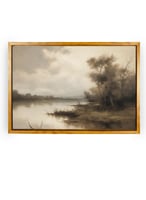 لوحة كانفاس على إطار خشبي بإطار خارجي باللون الخشب...