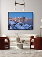 لوحة كانفاس على إطار خشبي لمنظر لمدينة ريكيافيك في...