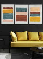 طقم من ٣ لوحات كانفاس على إطار خشبي، تصميم رسم بال...