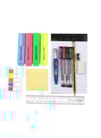 مجموعة أدوات مدرسية وخمسة دفاتر سلك ٦٠ ورقة بغلاف...