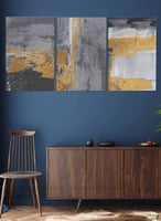 طقم من ٣ لوحات كانفاس على إطار خشبي، تصميم رسم تجر...