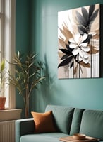 لوحة كانفاس على إطار خشبي بتصميم فن تجريدي من النب...