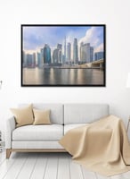 لوحة كانفاس على إطار خشبي لمنظر لبرج خليفة وناطحات...