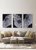 طقم من ٣ لوحات كانفاس على إطار خشبي، تصميم زهور فا...