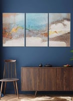 طقم من ٣ لوحات كانفاس على إطار خشبي، تصميم فن زيتي...