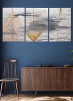 طقم من ٣ لوحات كانفاس على إطار خشبي، تصميم أوراق ش...