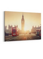 لوحة كانفاس على إطار خشبي لمنظر على جسر وستمنستر ف...