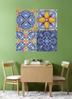 طقم من ٤ لوحات كانفاس مربع على إطار خشبي، تصميم زخ...