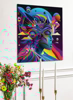 لوحة كانفاس على إطار خشبي بالفن التصوري لتصميم نمط...