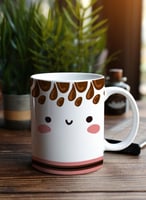 كوب ١١ أونصة من السيراميك بتصميم وجه لطيف