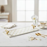 صينية تقديم من الأكريليك بتصميم مزخرف ومقابض معدني...