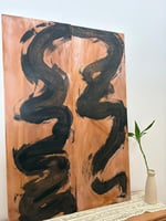 لوحتين فنيه رسم يدوي تموجات التنين نحاسي اسود