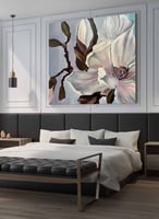 لوحة كانفاس مربع على إطار خشبي، تصميم زهرة جميلة م...