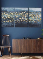 طقم من ٣ لوحات كانفاس على إطار خشبي، تصميم تجريدي...