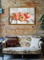 لوحة كانفاس على إطار خشبي بإطار خارجي باللون الخشب...