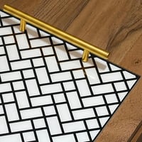 صينية تقديم من الأكريليك بتصميم مزخرف ومقابض معدني...