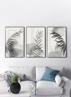 طقم من 3 لوحات كانفس بتصميم أوراق النبات