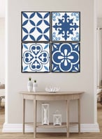 طقم من ٤ لوحات كانفاس مربع على إطار خشبي، تصميم أن...