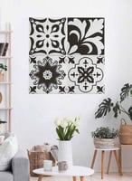 طقم من ٤ لوحات كانفاس مربع على إطار خشبي، تصميم أش...