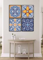 طقم من ٤ لوحات كانفاس مربع على إطار خشبي، تصميم زخ...