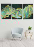 طقم من ٣ لوحات كانفاس على إطار خشبي، تصميم رسم تجر...