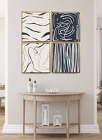 طقم من ٤ لوحات كانفاس مربع على إطار خشبي، تصميم فن...