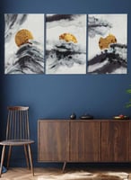 طقم من ٣ لوحات كانفاس على إطار خشبي، تصميم رسم تجر...