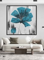 لوحة كانفاس مربع على إطار خشبي، تصميم نمط فنى لزهر...