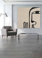 لوحة كانفاس مربع على إطار خشبي، تصميم فن تجريدي لو...