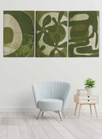 طقم من ٣ لوحات كانفاس على إطار خشبي، تصميم رسم تجر...