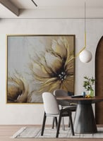 لوحة كانفاس على إطار خشبي بتصميم زهرة ذهبية
