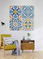 طقم من 4 لوحات كانفاس مربع على إطار خشبي، تصميم أش...