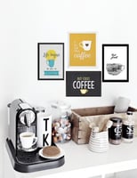 طقم من أربعة لوحات بوستر بإطار لركن القهوة Coffee...