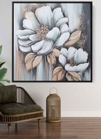 لوحة كانفاس مربع على إطار خشبي، تصميم فن زيتي للزه...