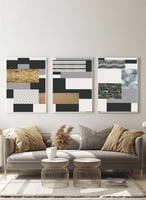 طقم من ٣ لوحات كانفاس على إطار خشبي، تصميم نمط جدا...