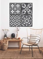 طقم من ٤ لوحات كانفاس مربع على إطار خشبي، تصميم أش...