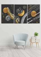 طقم من ٣ لوحات كانفاس على إطار خشبي، تصميم رسم تجر...