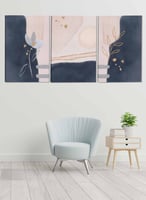 طقم من ٣ لوحات كانفاس على إطار خشبي، تصميم زهور، ل...