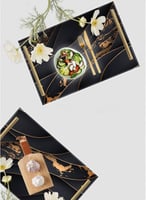 صينية تقديم مصنوعة من الأكريليك بمقابض معدنية ذهبي...