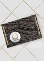 صينية تقديم مصنوعة من الأكريليك بمقابض معدنية ذهبي...