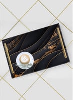 صينية تقديم مصنوعة من الأكريليك بمقابض معدنية ذهبي...