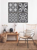 طقم من ٤ لوحات كانفاس مربع على إطار خشبي، تصميم أش...