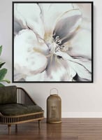 لوحة كانفاس مربع على إطار خشبي، تصميم زهرة مميزة،...