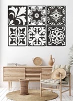 طقم من ٦ لوحات كانفاس مربع على إطار خشبي، تصميم اش...